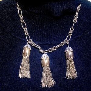 22” Goldtone Triple Tassel Chain Choker Style Necklace